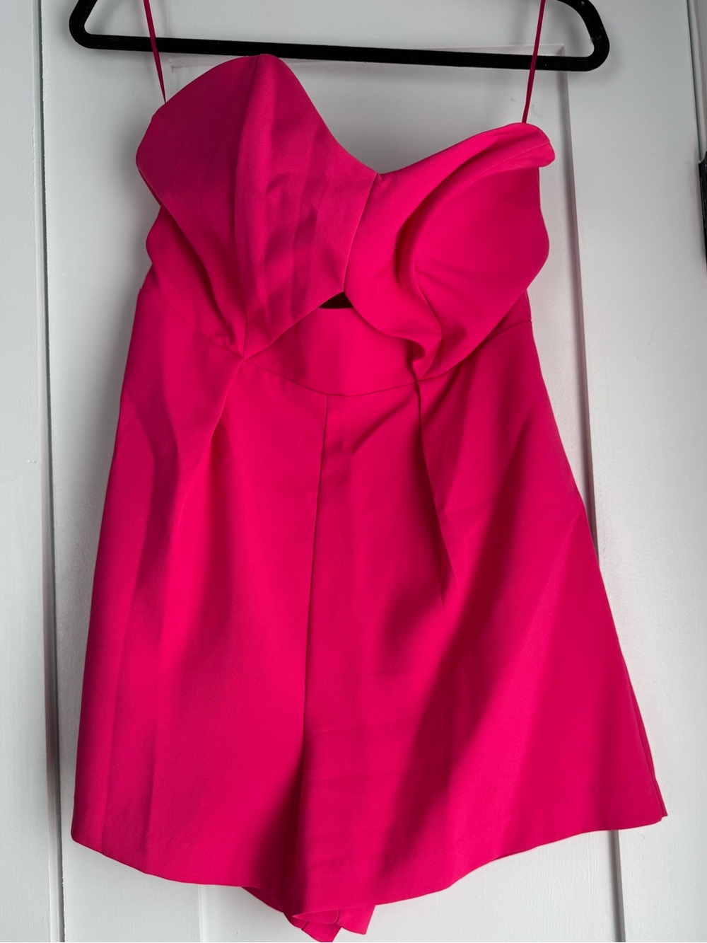 glam Bright Hot Pink Strapless Romper